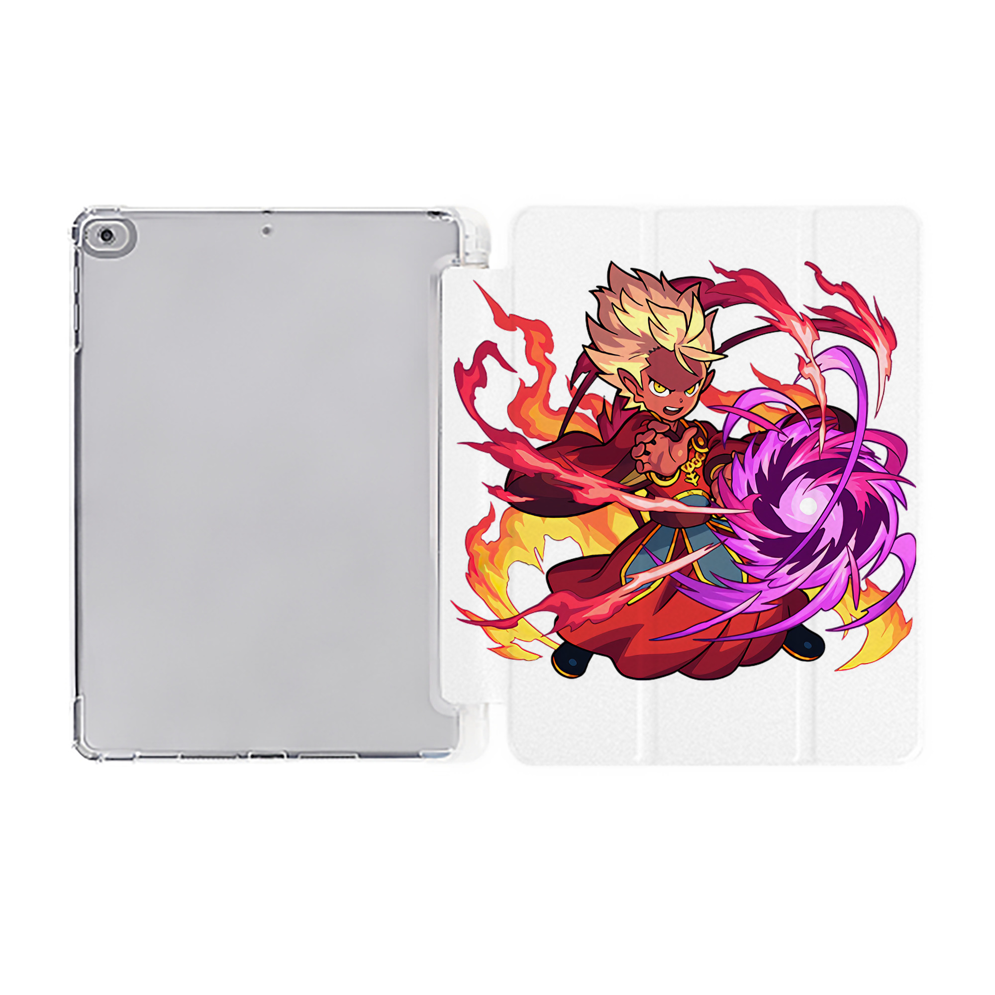 （画像用） 妖怪ウォッチ Yo-kai Watch IPad ケース ペン収納付き 三つ折りスタンド PUレザー×シリコン 対応機種9.5/10.5/10.9インチ